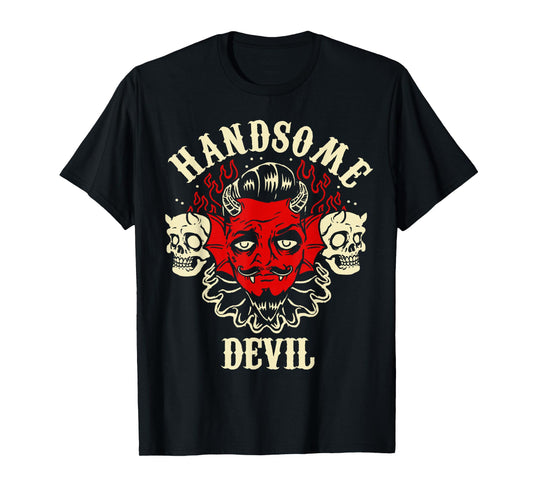 Horror Art - Handsome Devil Demon Psychobilly Lowbrow Art T-Shirt