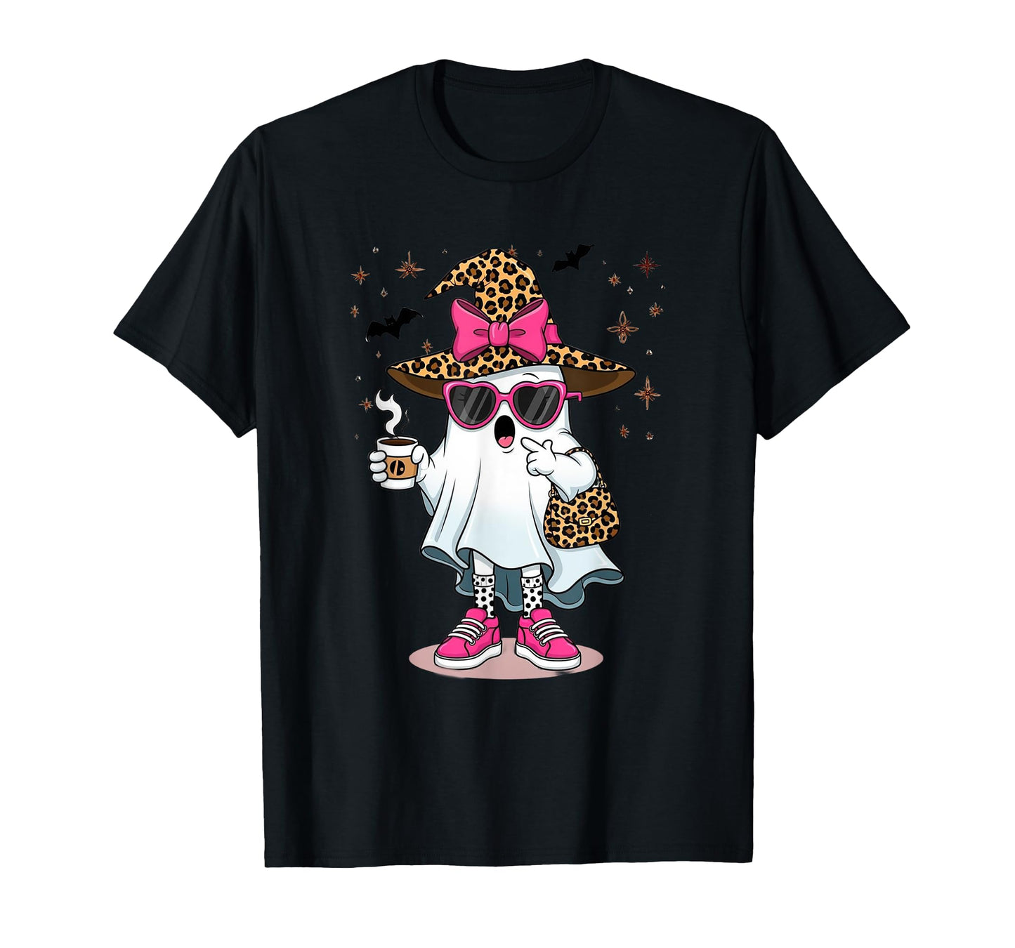 Cute Boo Leopard Ghost Halloween Costumes Shirt Women Girl T-Shirt