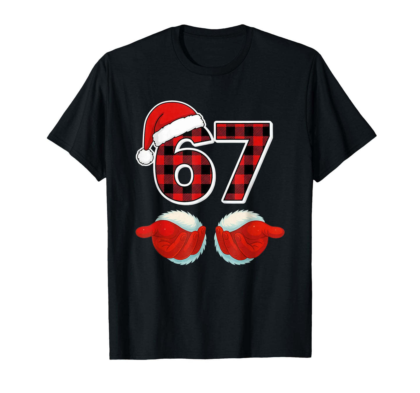 67 Meme Funny Christmas Red Plaid Xmas Pajamas Slang Kids T-Shirt