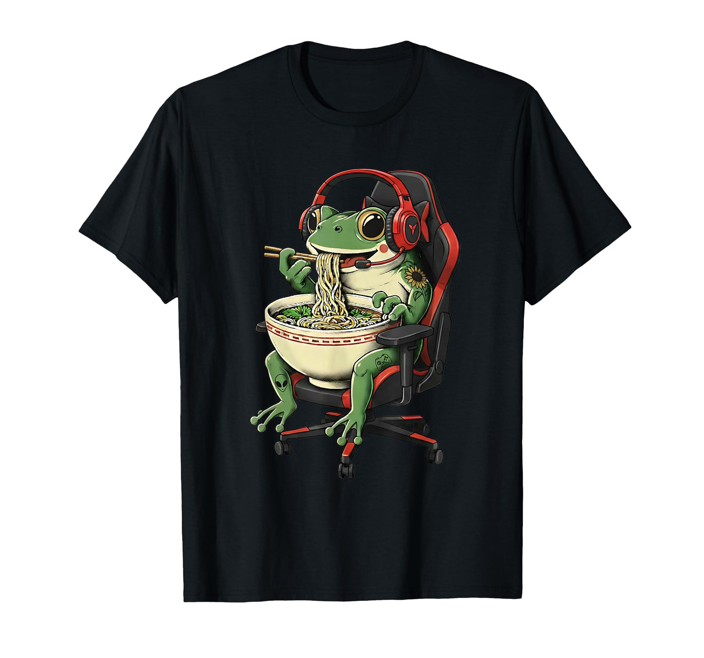 Frog Eating Ramen Kawaii Japanese Noodles Anime Gamer T-Shirt