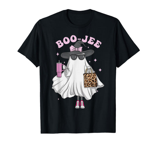 Boujee Boo JEE Cute Ghost in Pink Halloween Girl T-Shirt