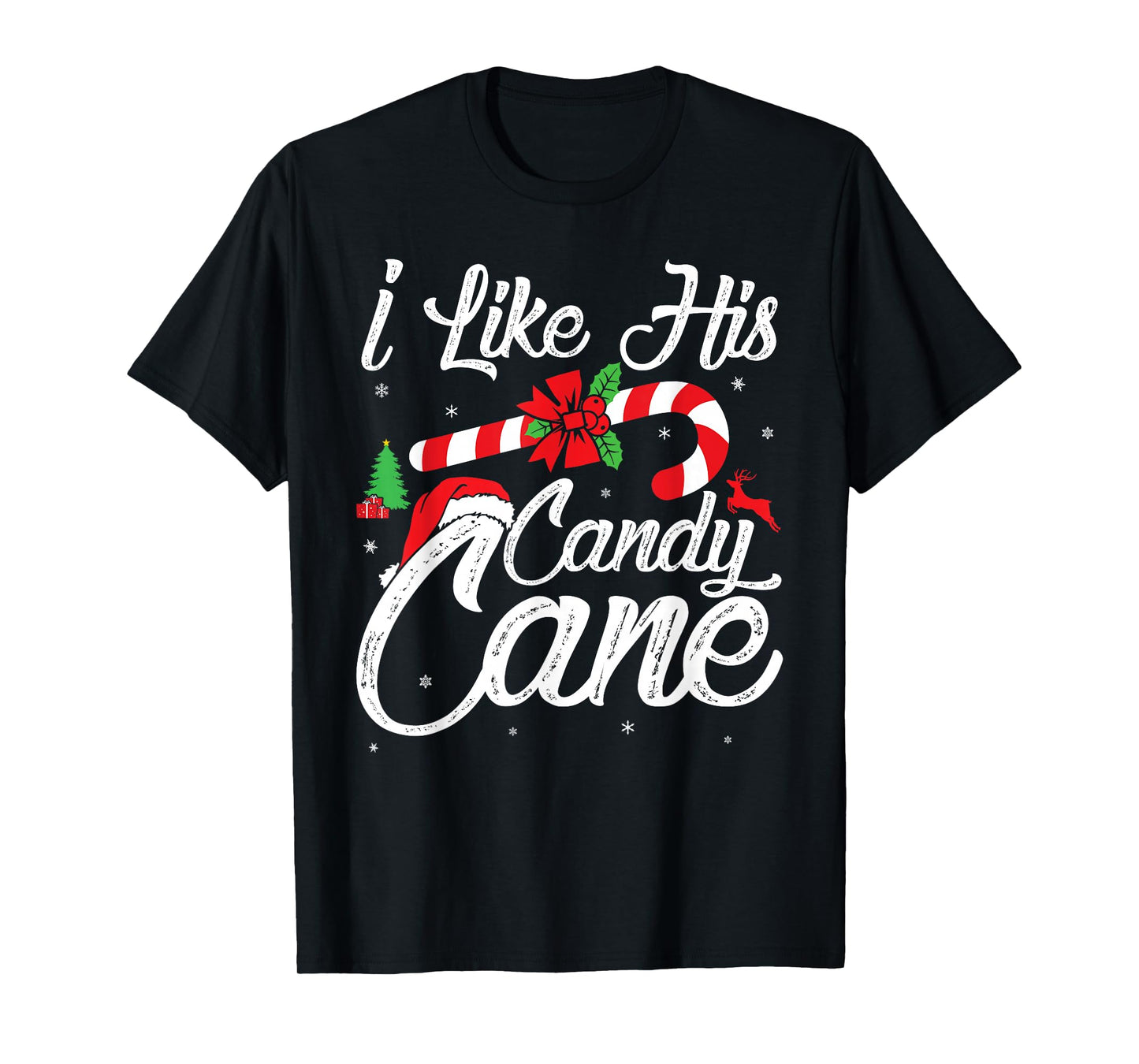 I Like His Candy Cane Couples Matching Christmas Funny T-Shirt