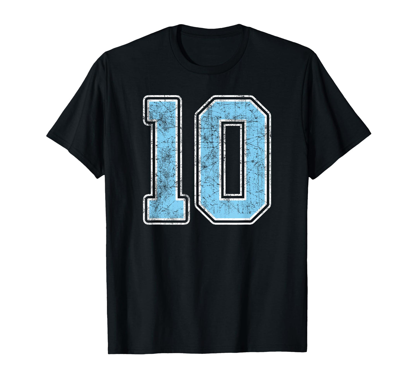 Baby Blue White Number 10 Jersey Player Uniform #10 T-Shirt