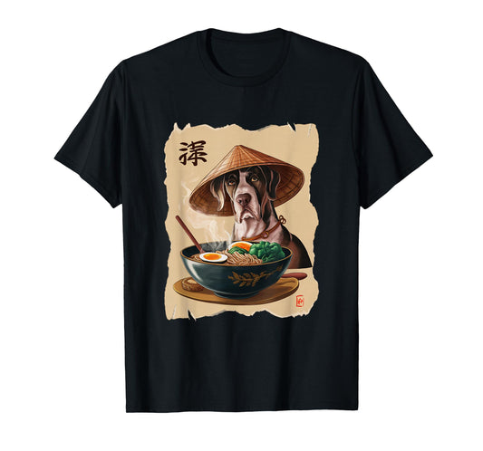 Men Woman Kawaii Eating Ramen Japanese Great Dane T-Shirt