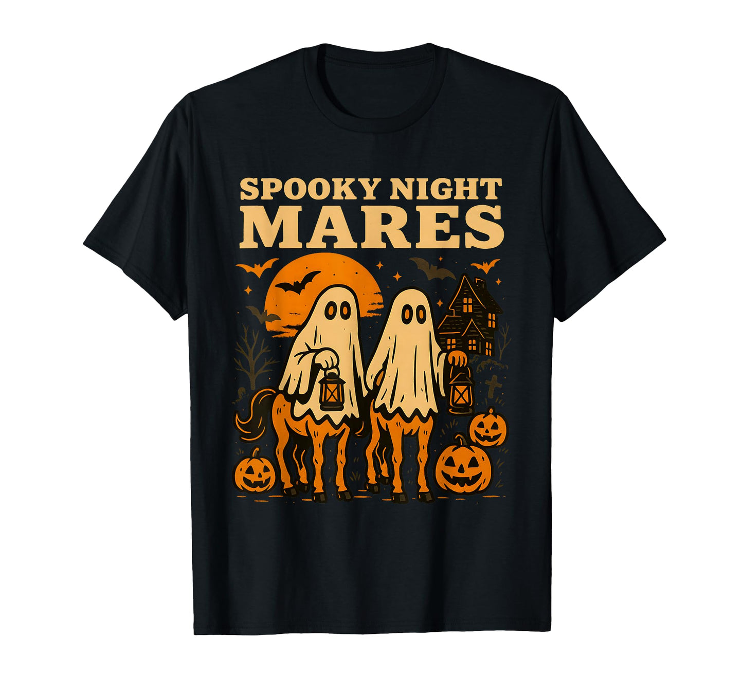 Spooky Night Mares Horse Ghost Halloween Funny Costume T-Shirt