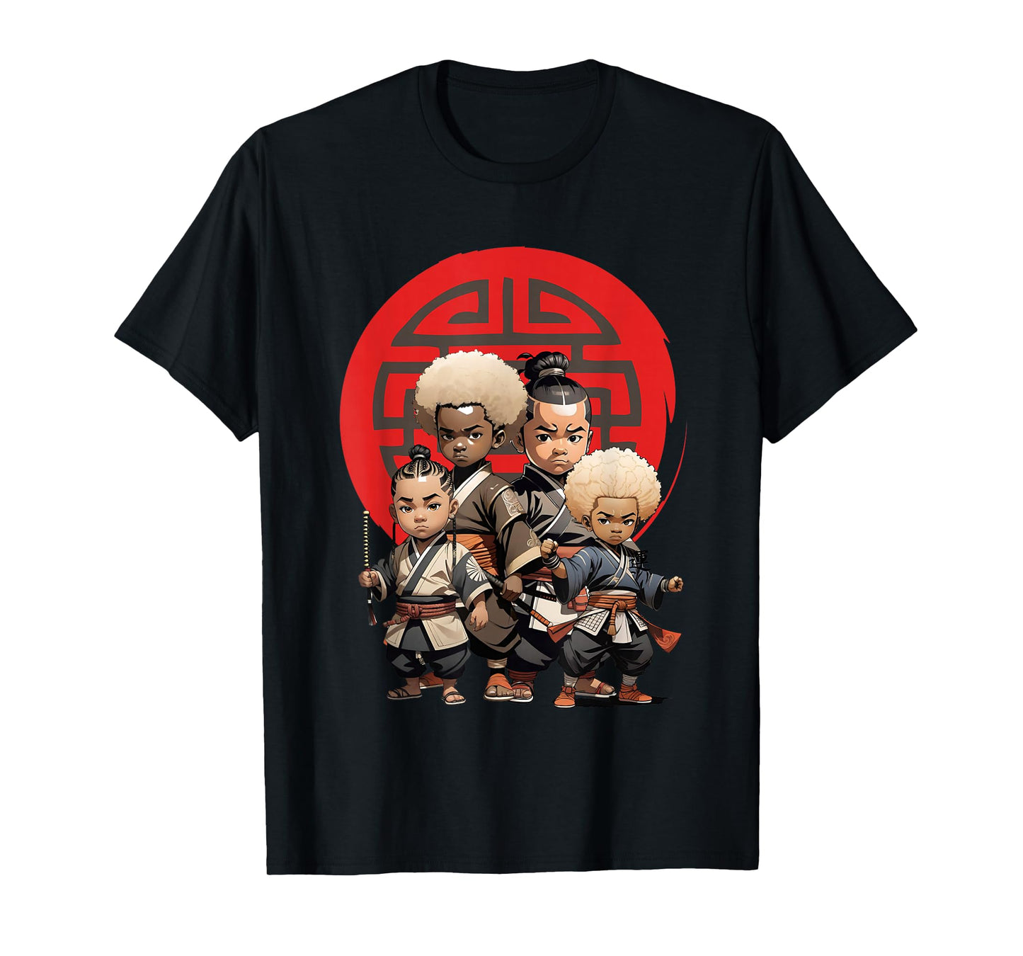 Samurai Boy Anime Afro | Japanese Retro Style T-Shirt