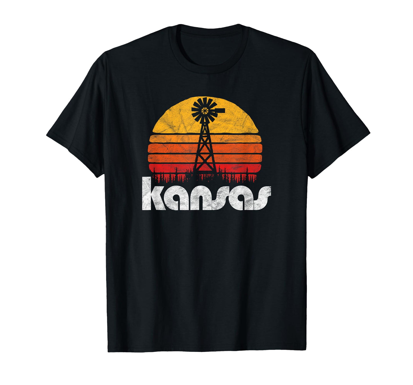 Vintage Kansas Distressed 80's Sun & Windmill Graphic T-Shirt