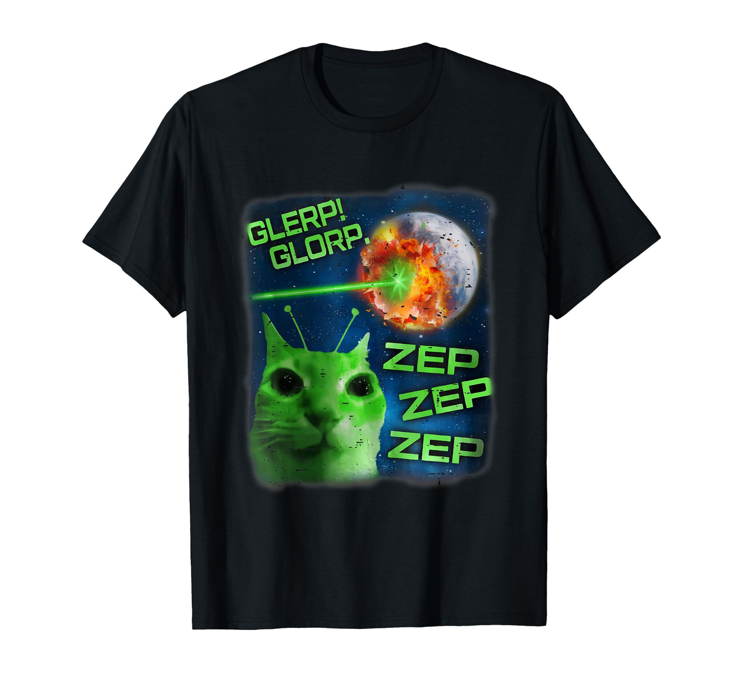 Vintage Glerp Glorp Alien Cat Meme Funny Brainrot Cat Lover T-Shirt