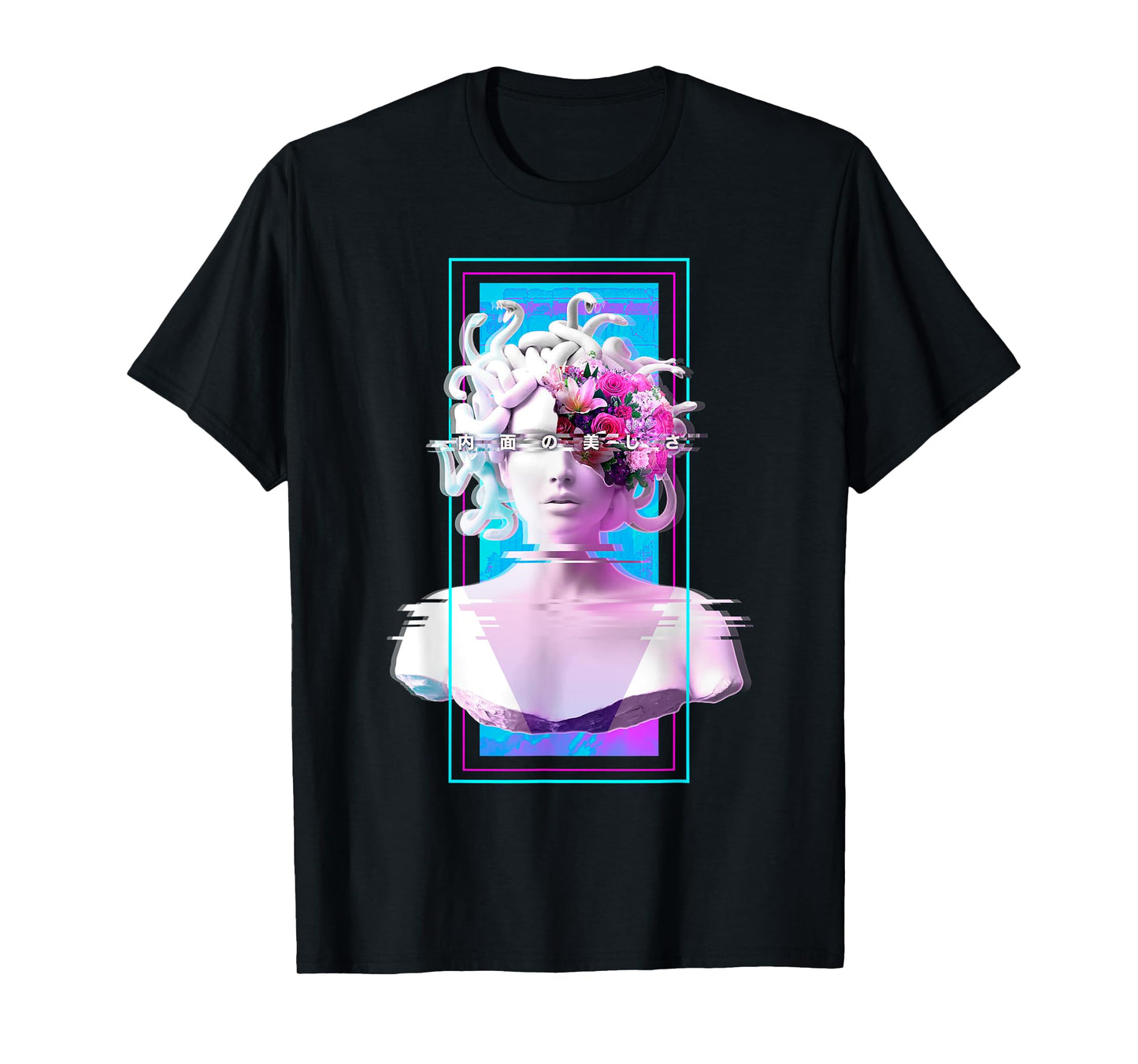 Vaporwave Medusa Statue Aesthetic Art Glitch Japanese Otaku T-Shirt