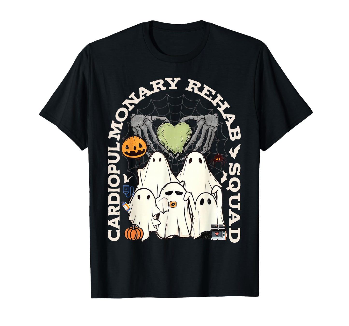 Cardiopulmonary Rehab Squad Nurse RN Halloween Spooky Ghost T-Shirt