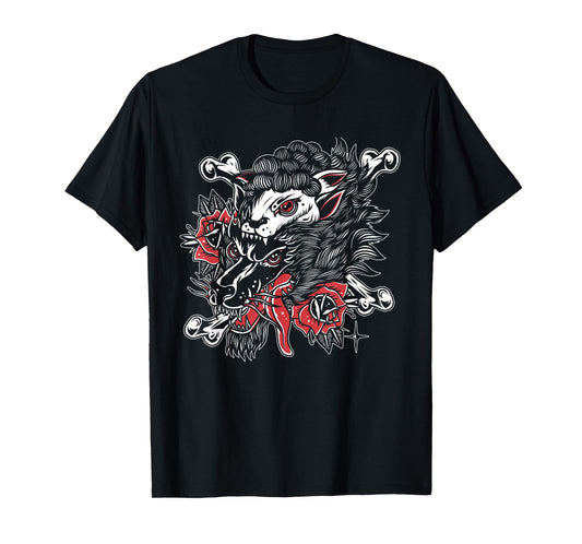 Wolf In Sheep's Clothing American Traditional Tattoo Flash T-Shirt