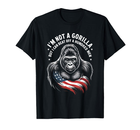 Gorilla Beat Off Hundred Men Funny America T-Shirt