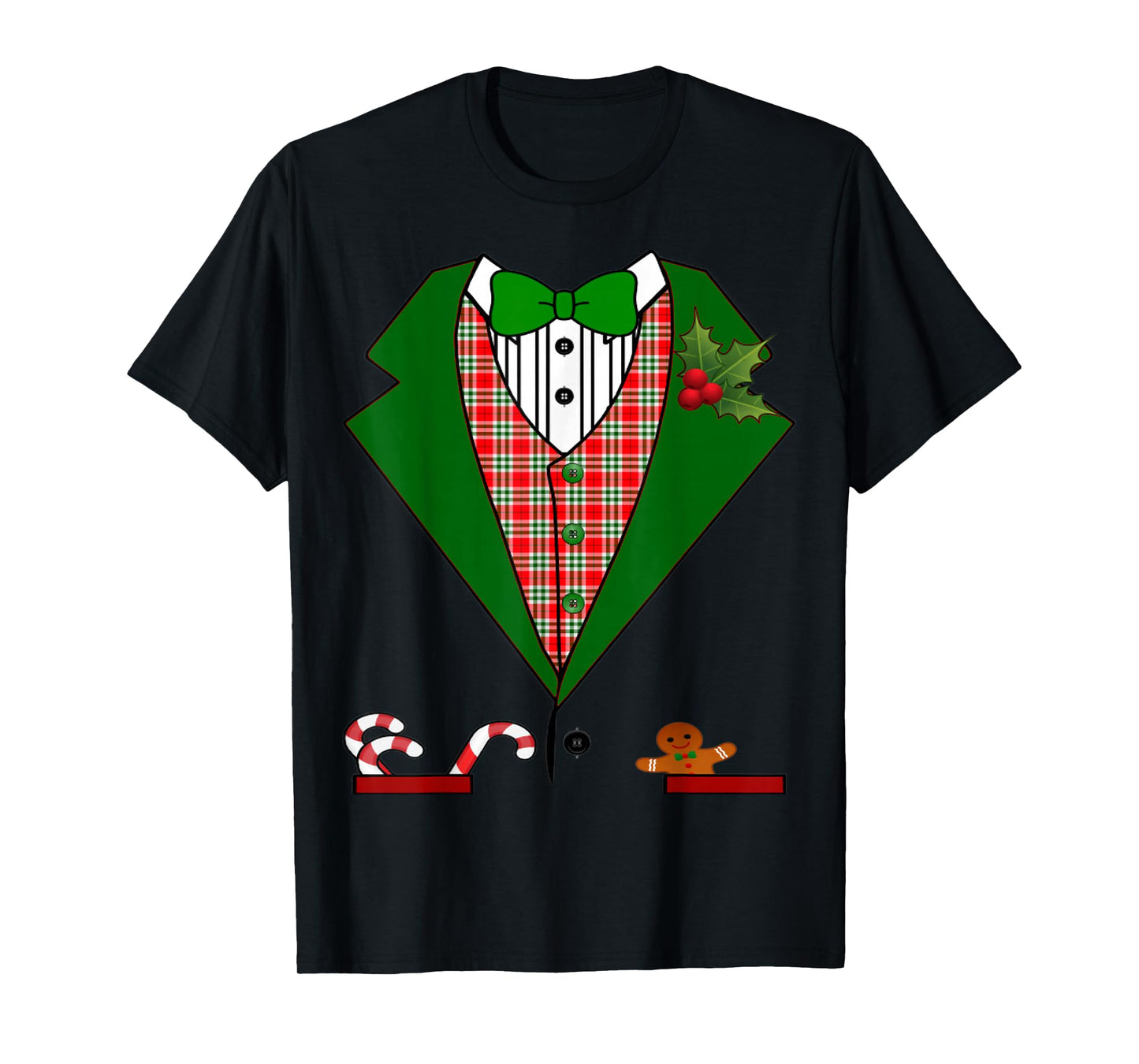 Tuxedo For Men & Boys Christmas Red And Green Tux T-Shirt