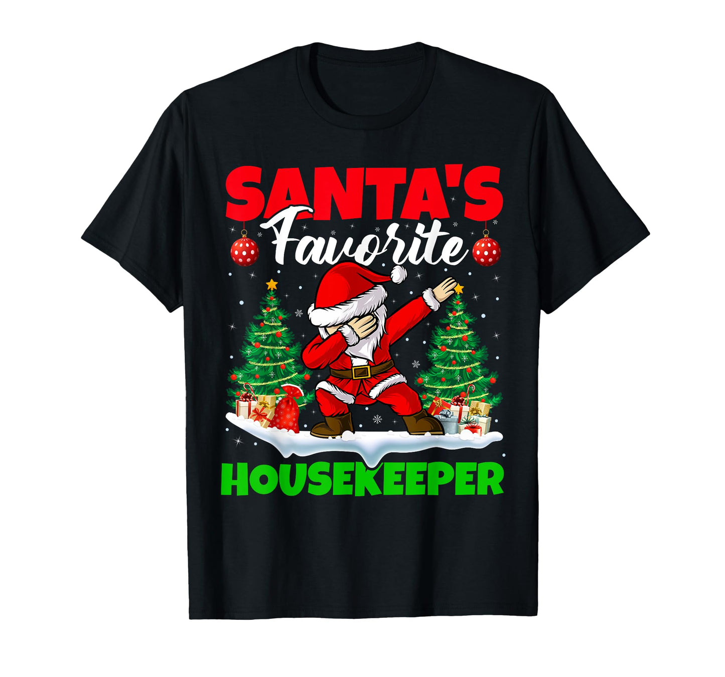 Xmas Dabbing Santa's Favorite Housekeeper Christmas T-Shirt