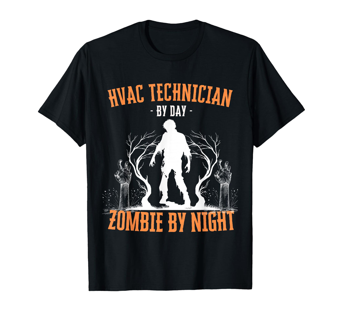HVAC Technician by Day Zombie by Night Funny Halloween Scary T-Shirt