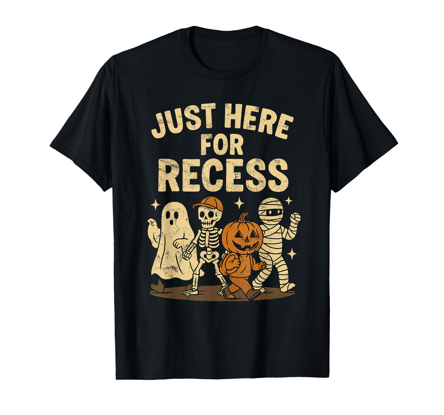 Halloween Just Here For Recess Ghost Skeleton School T-Shirt