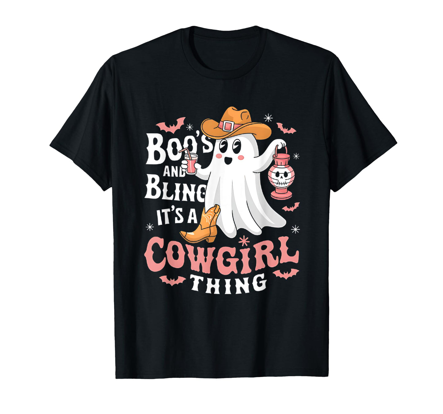 Boos and bling its a cowgirl thing halloween rodeo ghost T-Shirt