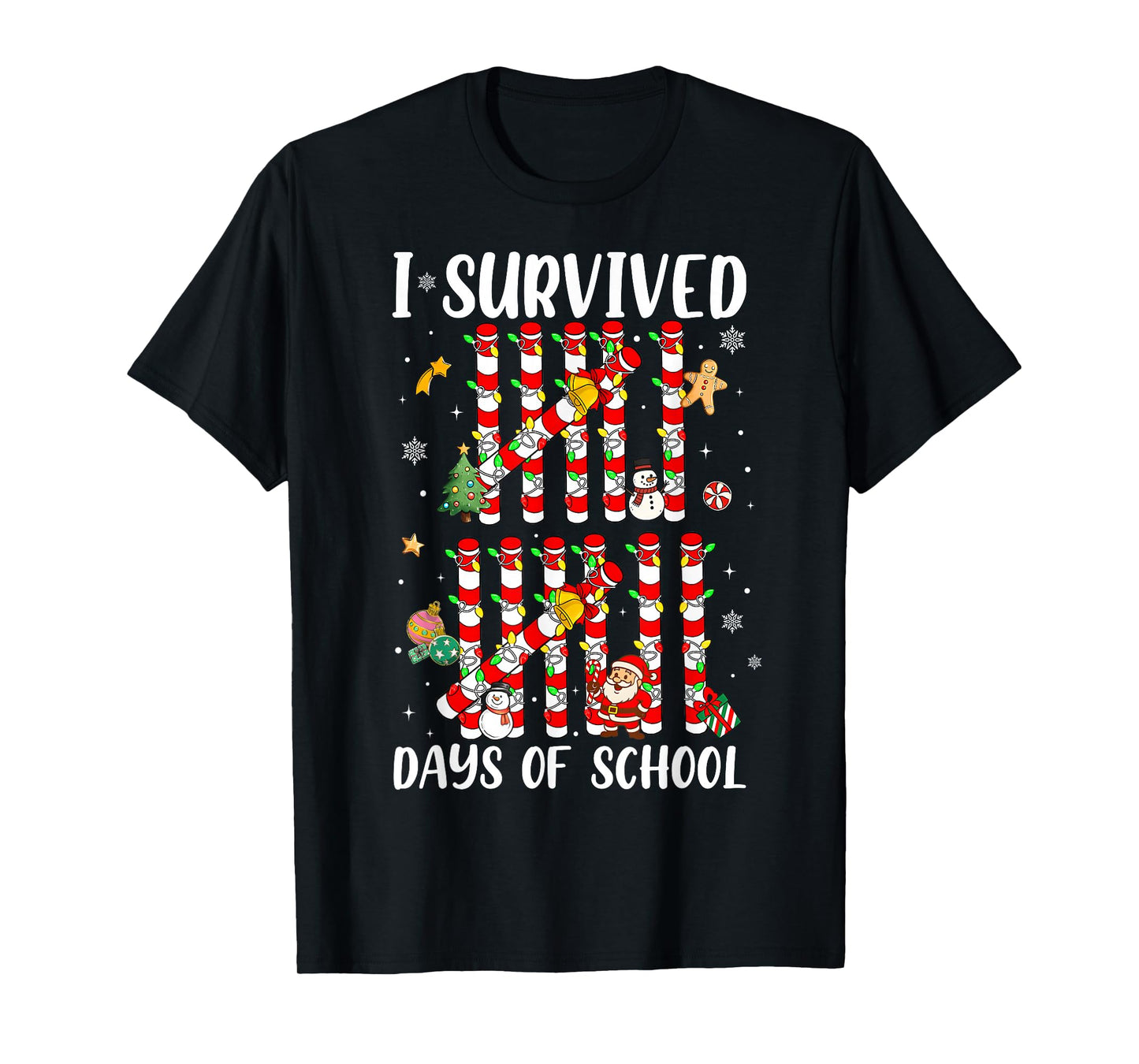 I Survived 67 Days of School Xmas Candy Cane Tally Boy Girl T-Shirt