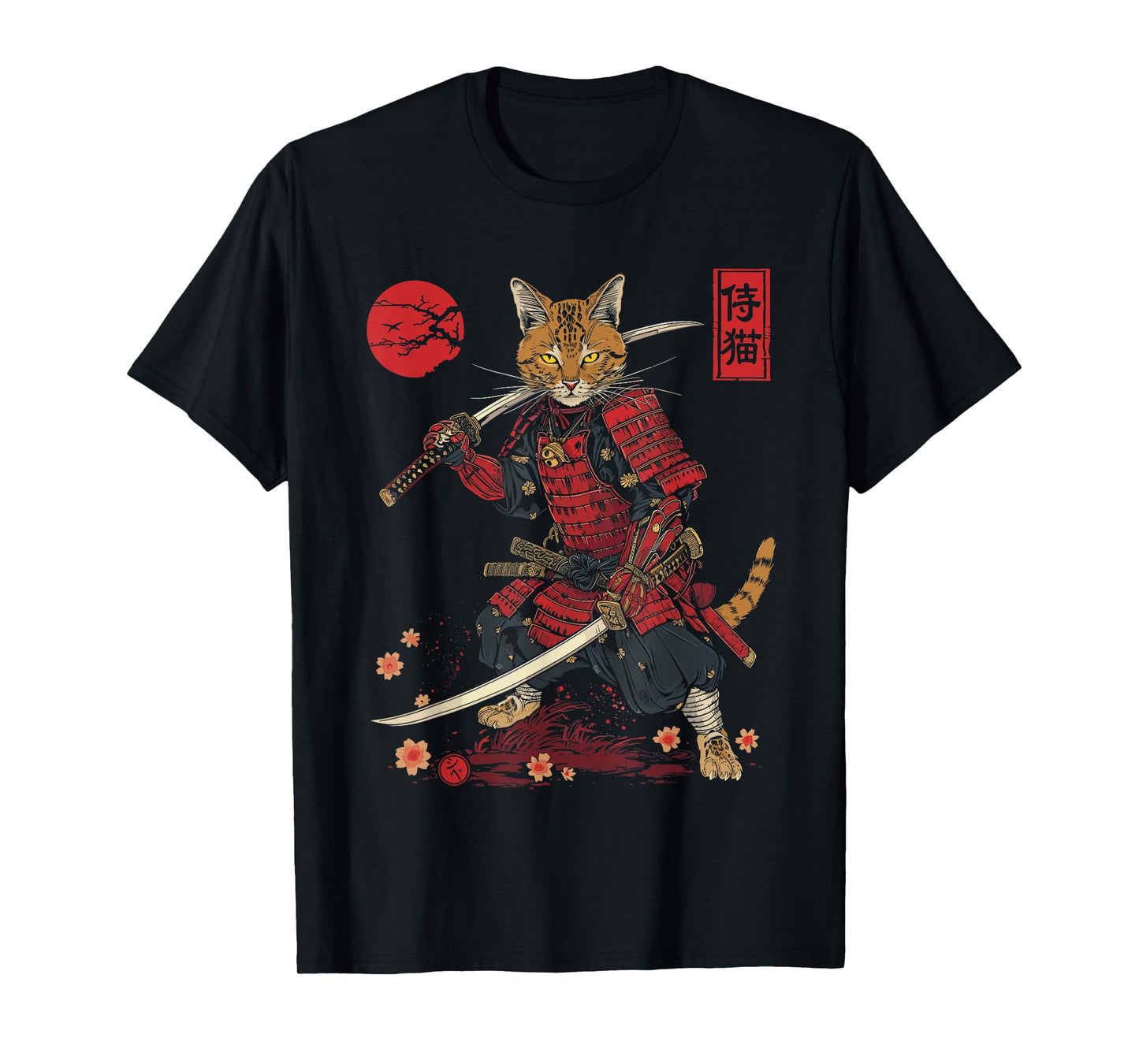 Samurai Cat, Japanese Cat Art Aesthetic, Cat Lover T-Shirt