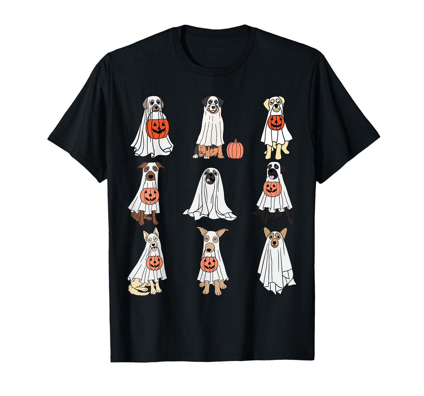 Dogs Ghost Cute Dogs Dressed As Ghost Funny Halloween Dog T-Shirt