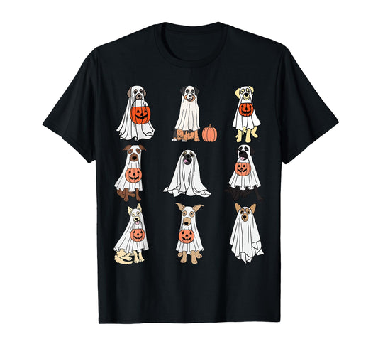 Dogs Ghost Cute Dogs Dressed As Ghost Funny Halloween Dog T-Shirt