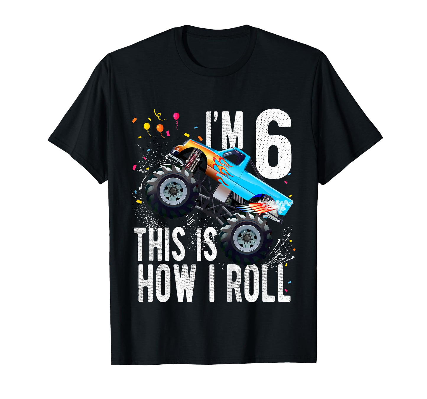 Kids 6 Year Old Shirt 6th Birthday Boy Monster Truck Car T-Shirt