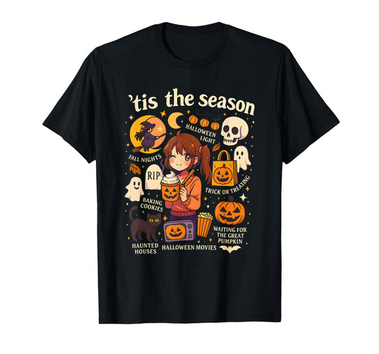 Tis The Season Halloween Anime Icons Fall Design T-Shirt