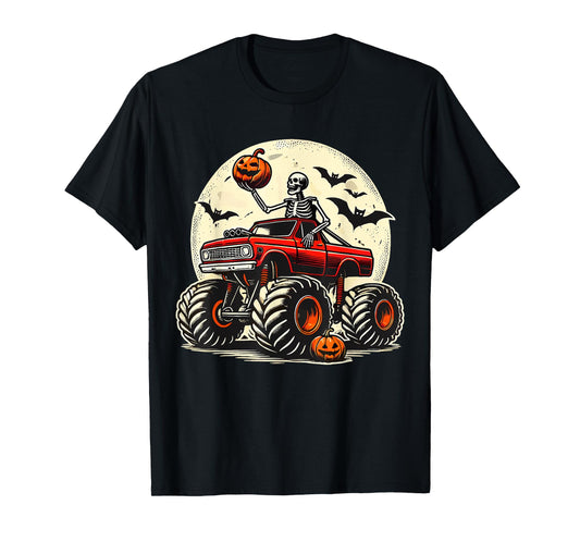 Monster Truck Skeleton Halloween T-Shirt