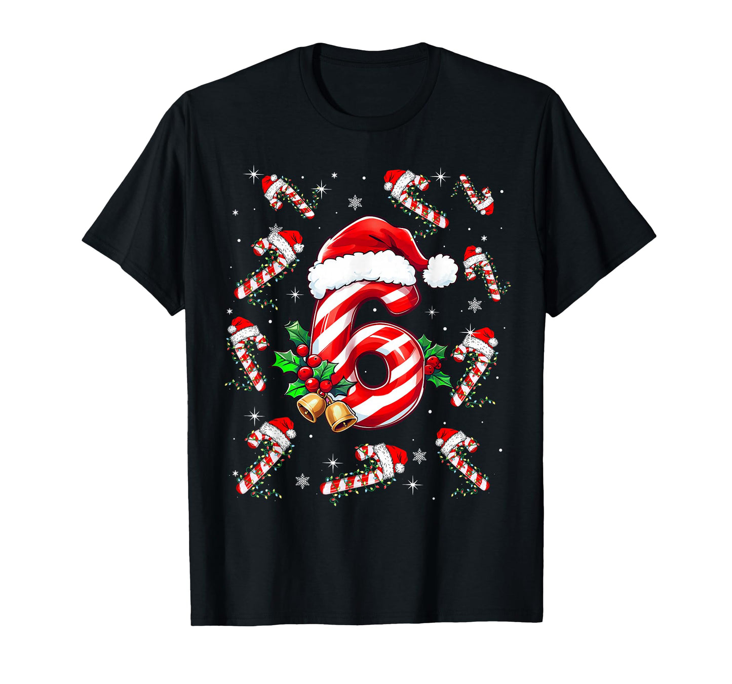 Christmas Fun Six Seven 6 7 Meme Slang Couples Candy Cane T-Shirt