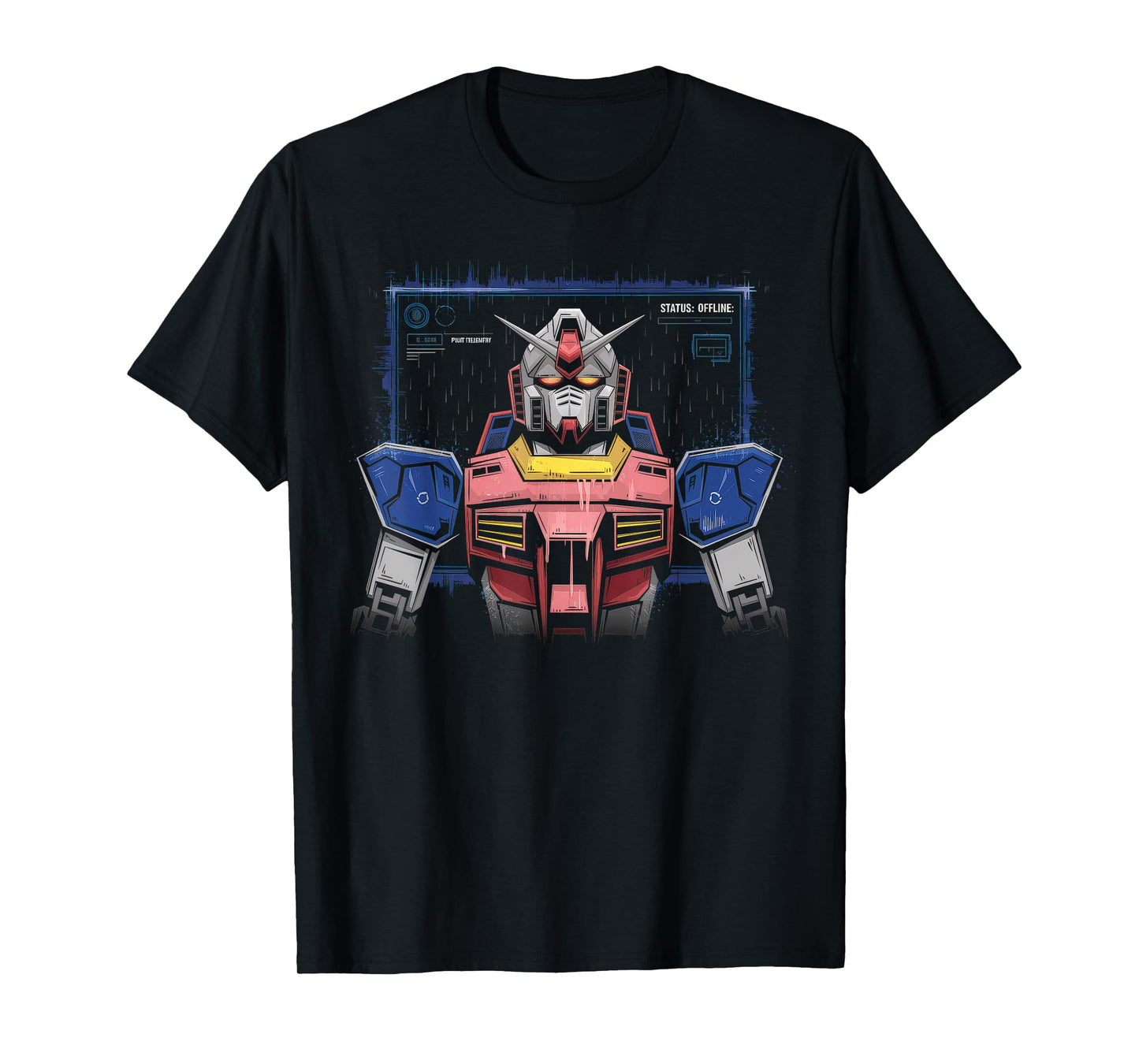 Mecha Tshirt Japanese Mecha Robot Head Anime Art Ukiyo-E T-Shirt