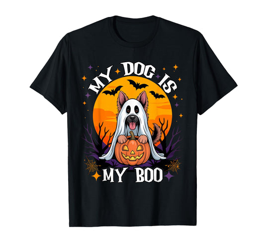 Dog Halloween Ghost Pumpkin German Shepherd My Dog is My Boo T-Shirt