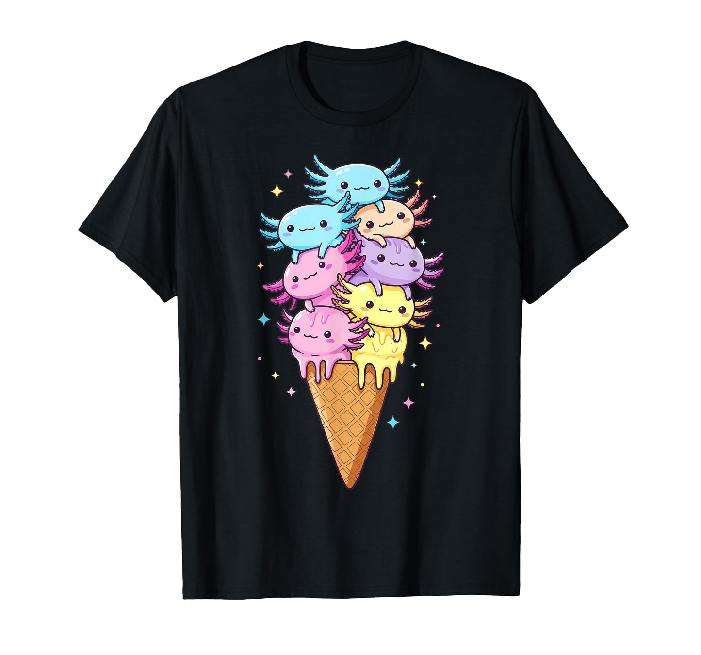 Axolotls Ice Cream Funny Kawaii Axolotl T-Shirt