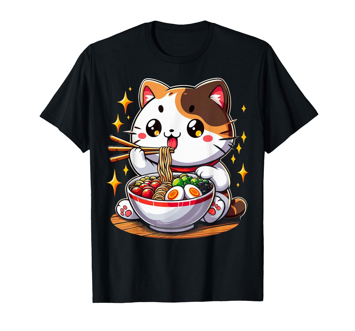 Cat Ramen Noodles Anime Kawaii Japanese Cat T-Shirt