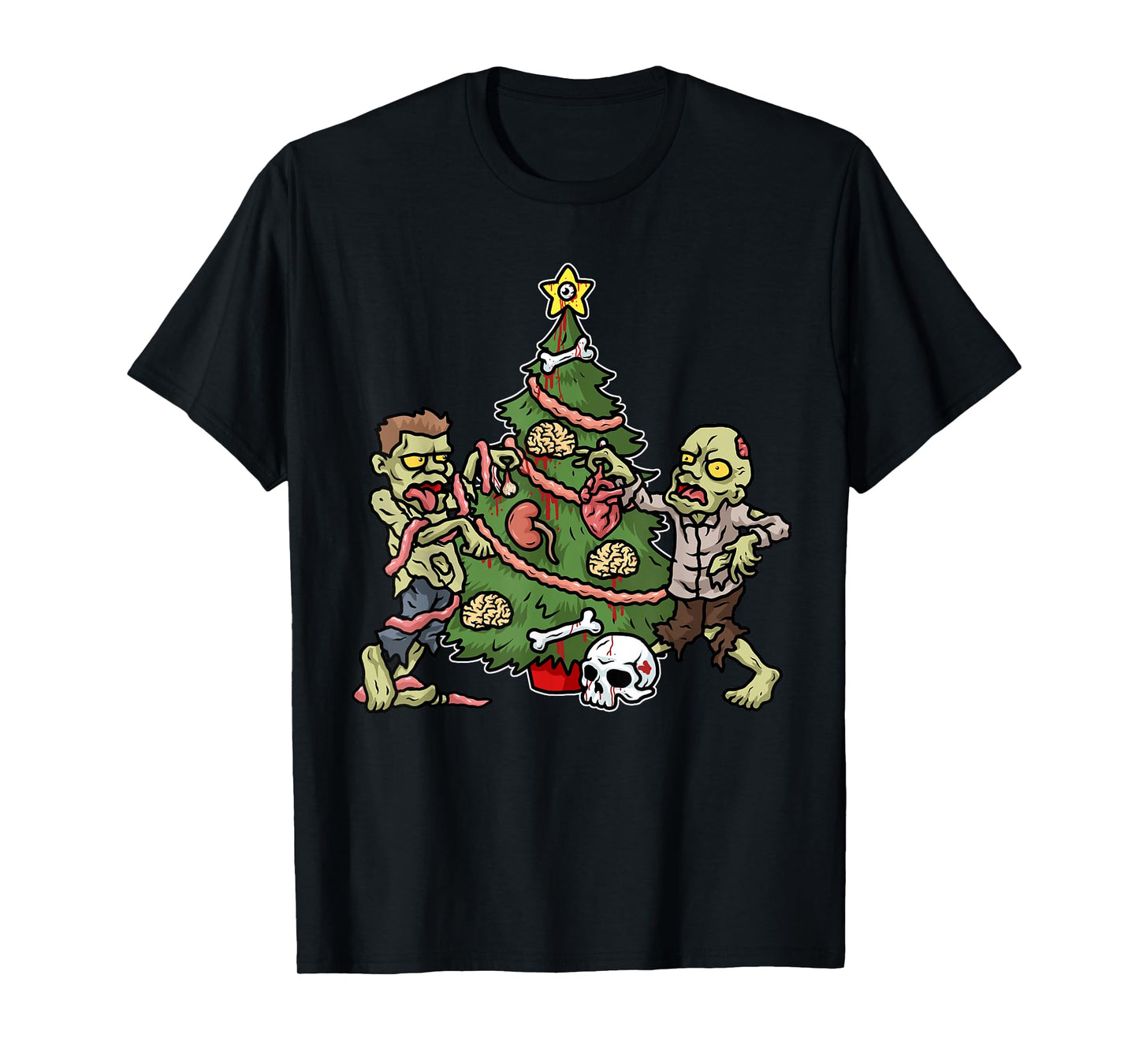 Christmas Zombie Shirt Kids Christmas Tree Gift Men Zombies T-Shirt