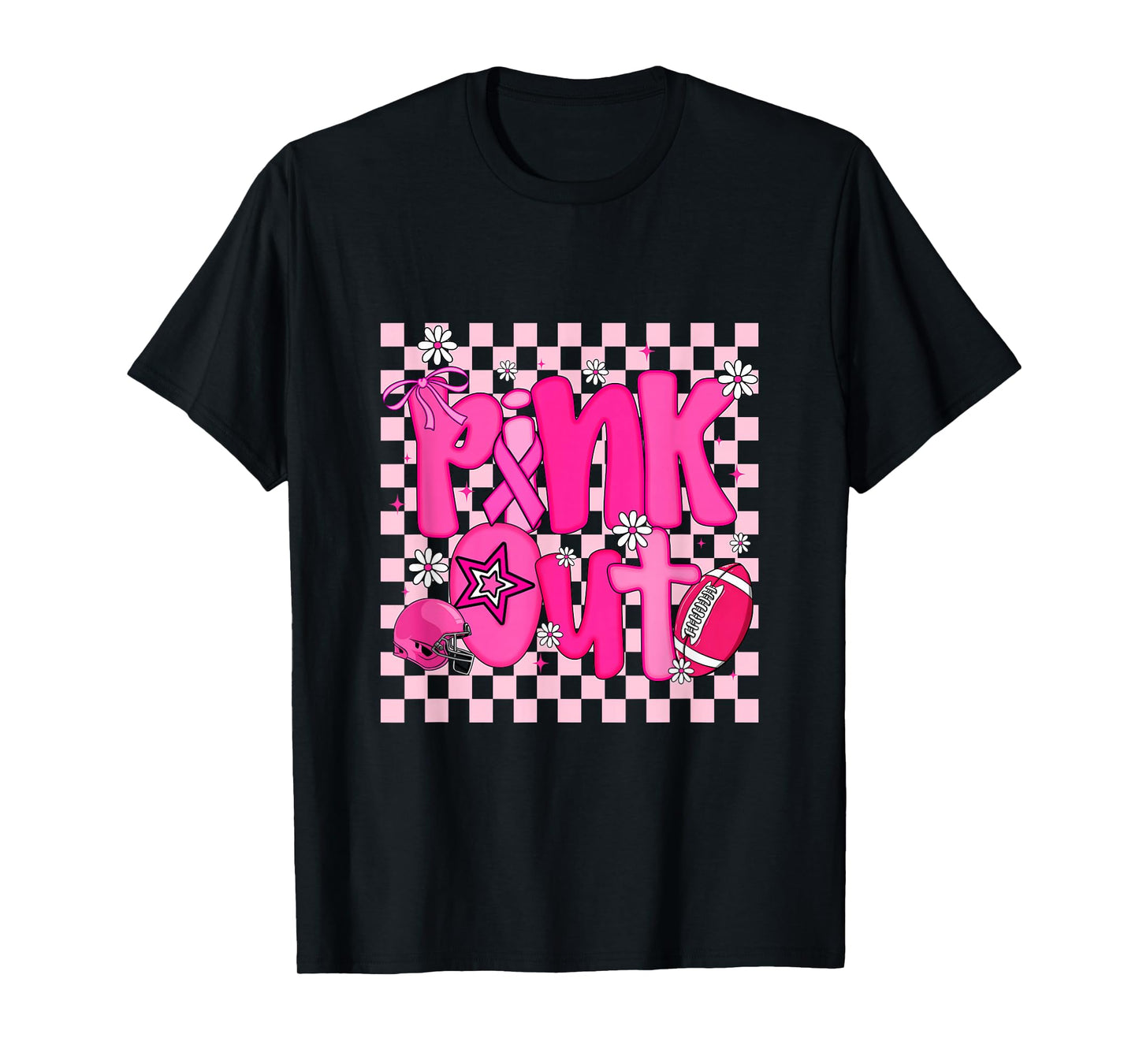 Pink Out Shirt Womens Girls Football Breast Cancer Awareness T-Shirt