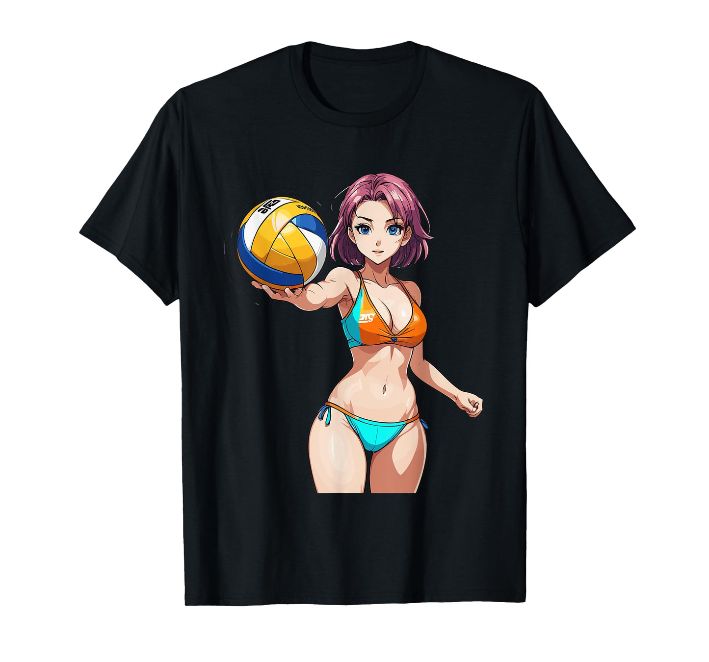 Sexy Fitness Anime Volleyball Girl in Sport Outfit T-Shirt