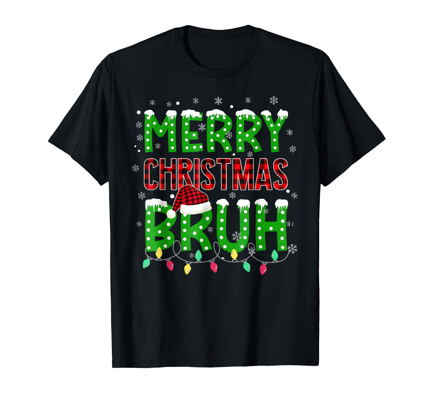 Bruh Christmas Red Plaid Teens Boys Kids Xmas Pajama T-Shirt