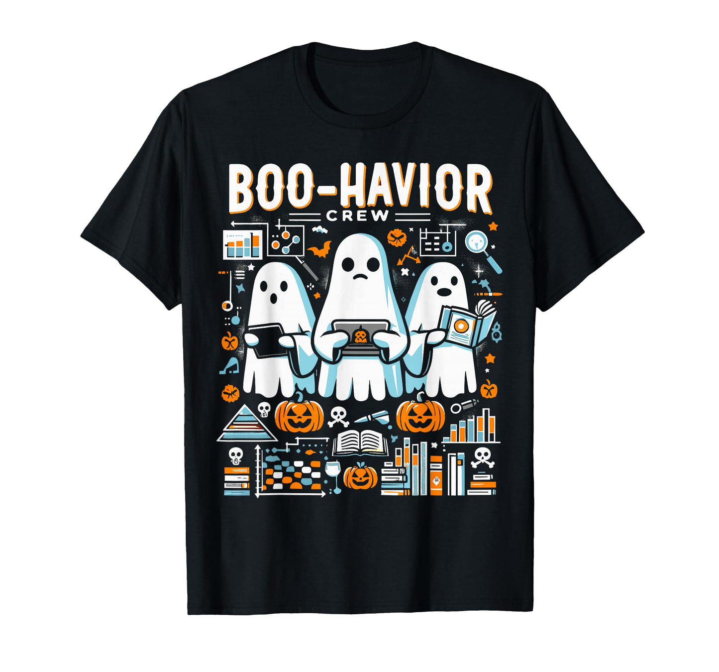 Behavior Analyst Halloween ABA Cute Ghost Boo-Havior Crew T-Shirt