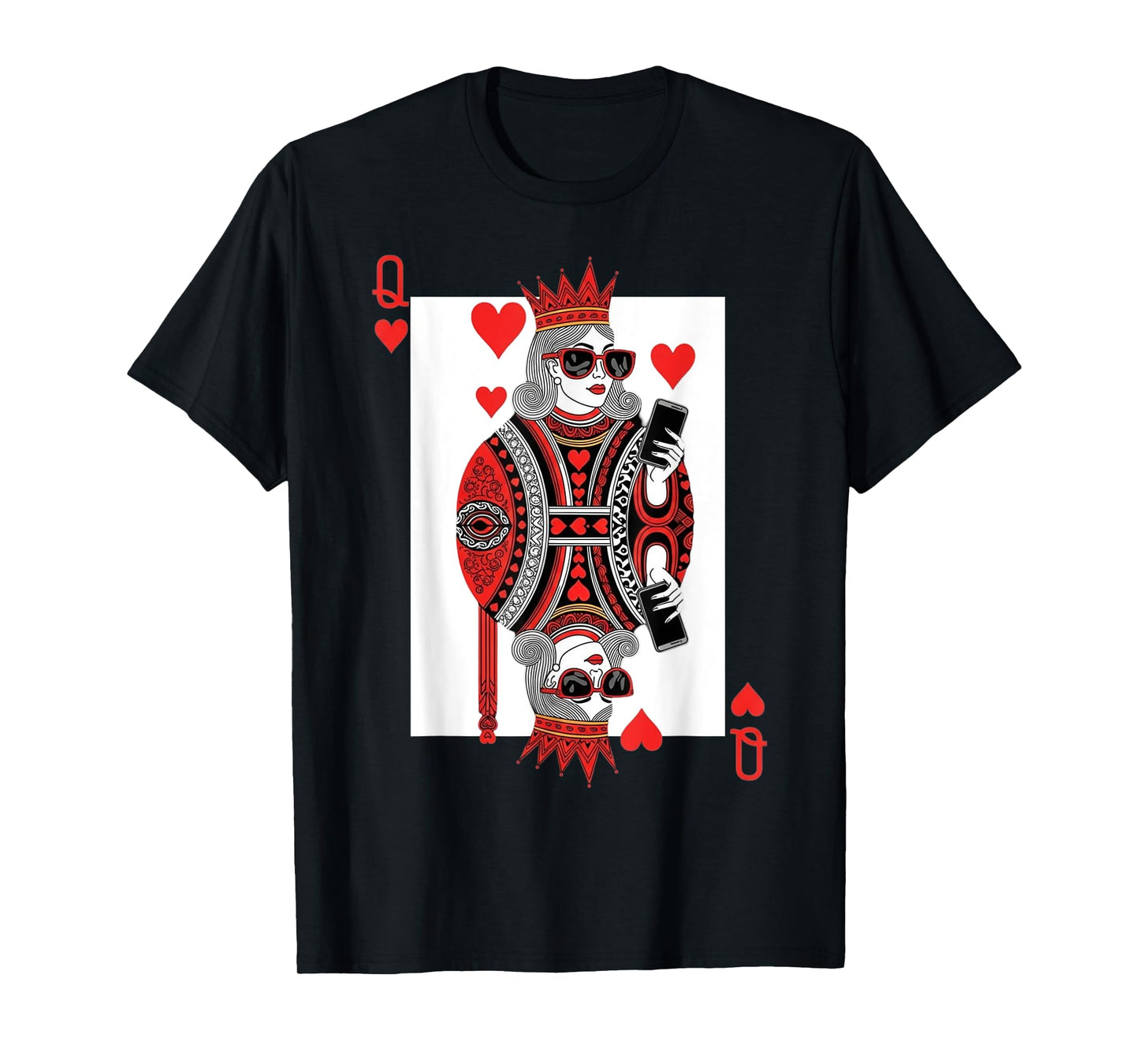 Classic Black Queen of Hearts Playing Card Poker Queen T-Shirt
