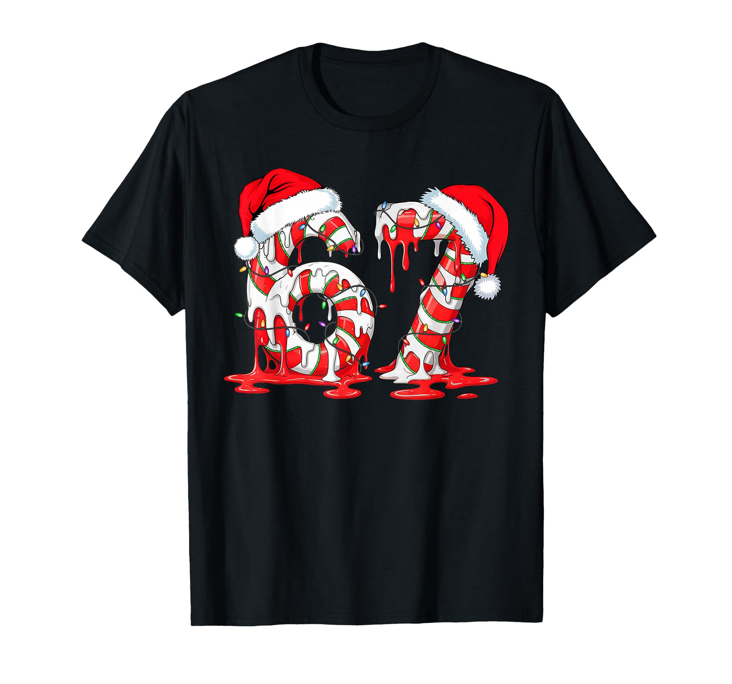 67 Meme Six Seven Candy Canes Drip Christmas Pajamas Holiday T-Shirt