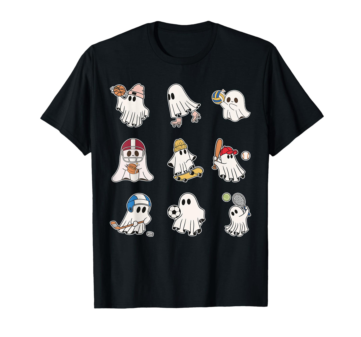 Sports Ghost Halloween Ghost Basketball Baseball Volleyball T-Shirt