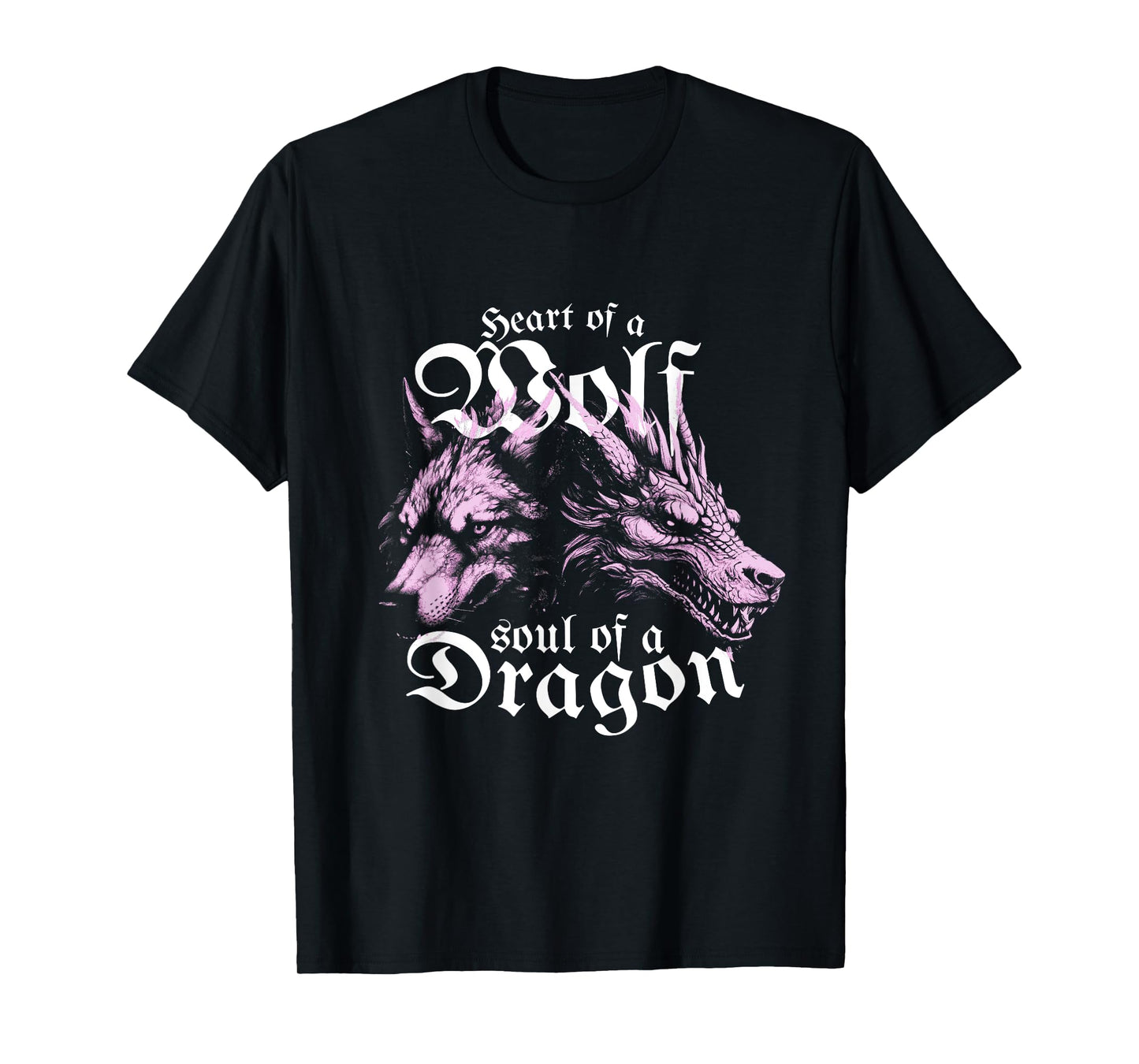 Heart of a Wolf Soul of a Dragon, Fantasy Wolf Dragon T-Shirt