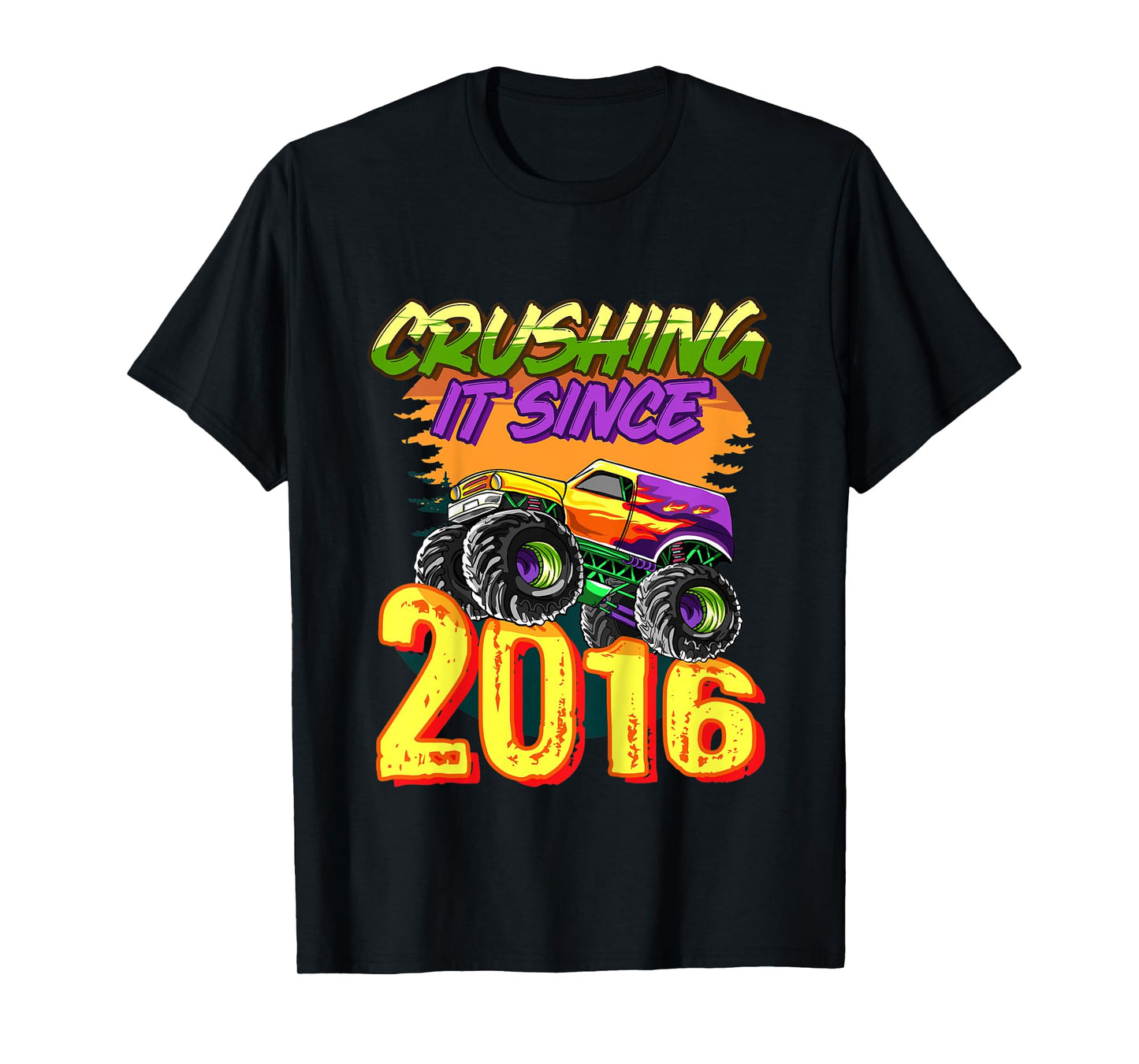 Kids Monster Truck Crushing It Since 2016 Kids Birthday Party T-Shirt