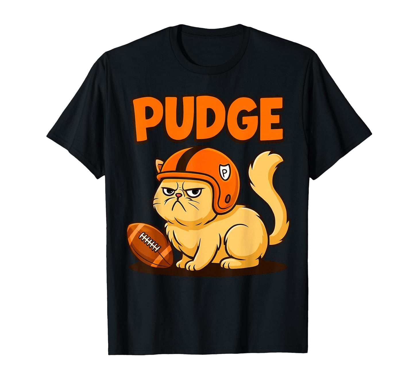 Pudge Grumpy Football Cat T-Shirt