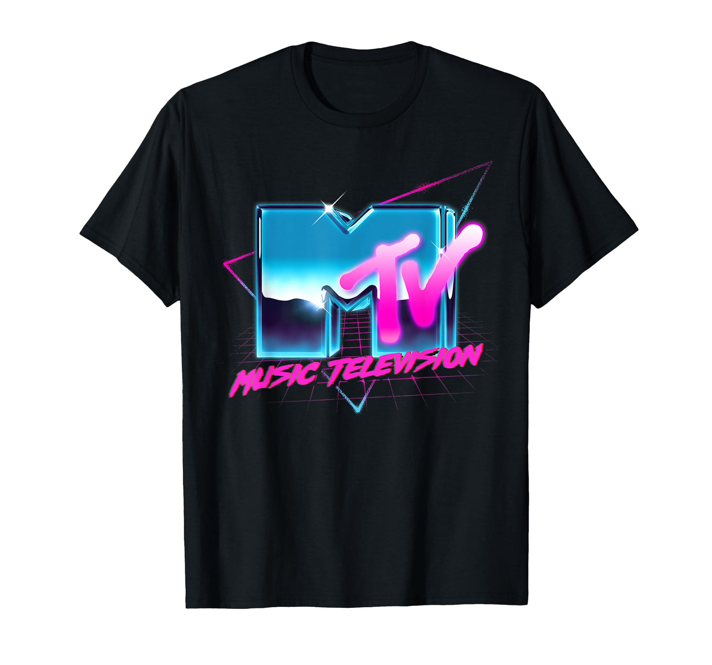 Mademark x MTV - Rad 80's MTV Logo Chrome Effect RetroWave Eighties MTV T-Shirt