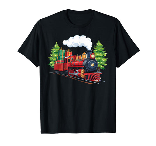 Vintage Christmas Train Xmas Pajamas Train Lover Railroad T-Shirt