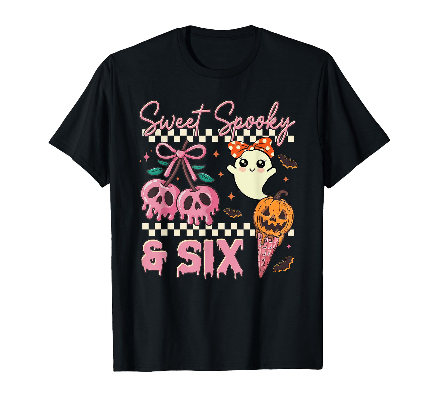 Sweet Spooky and Six Cute Ghost 6th Birthday Halloween T-Shirt