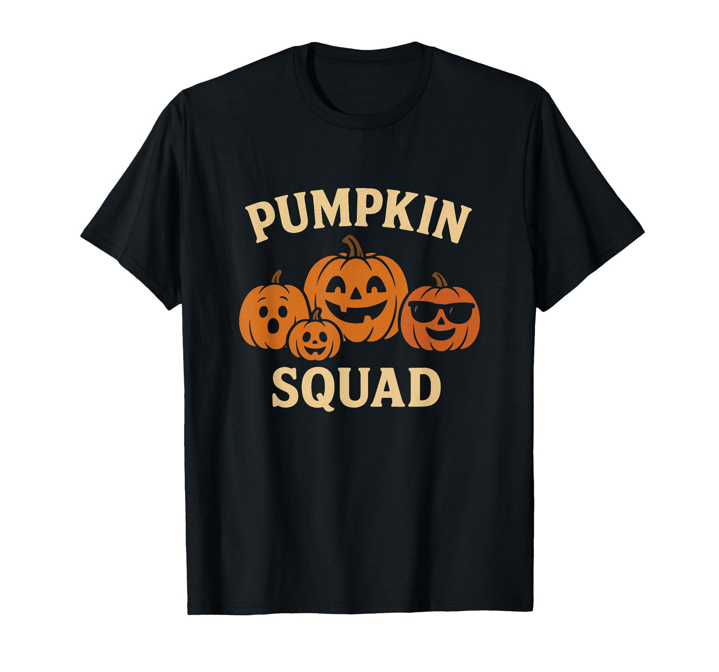 Pumpkin Squad Funny Halloween Jack-O’-Lantern Ghost Design T-Shirt