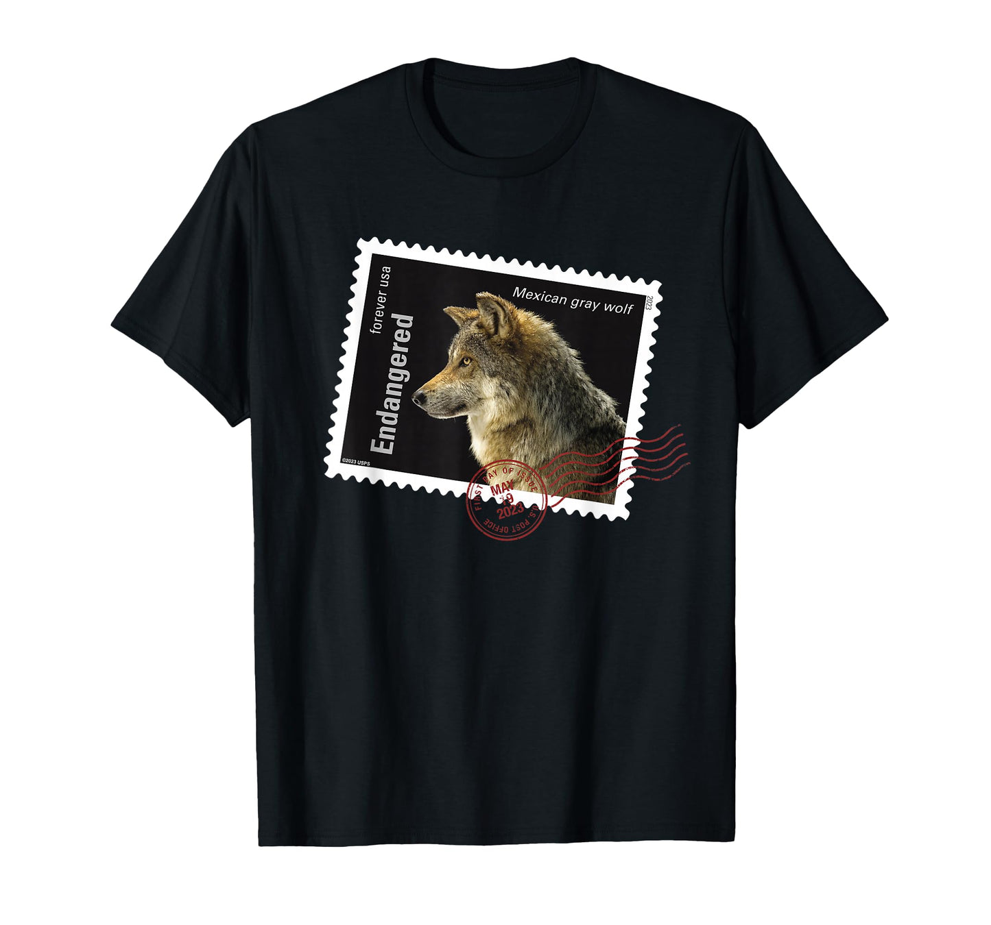 USPS Endangered Species Mexican Gray Wolf Postmark T-Shirt