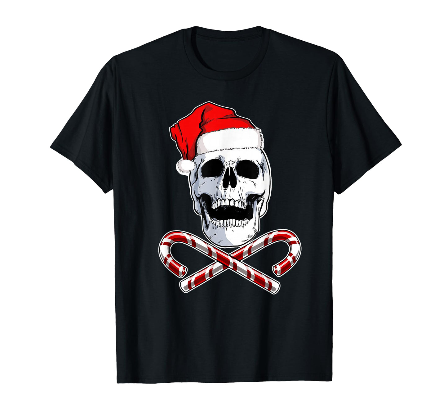 Santa Skull and Crossbones Metal Christmas T-Shirt